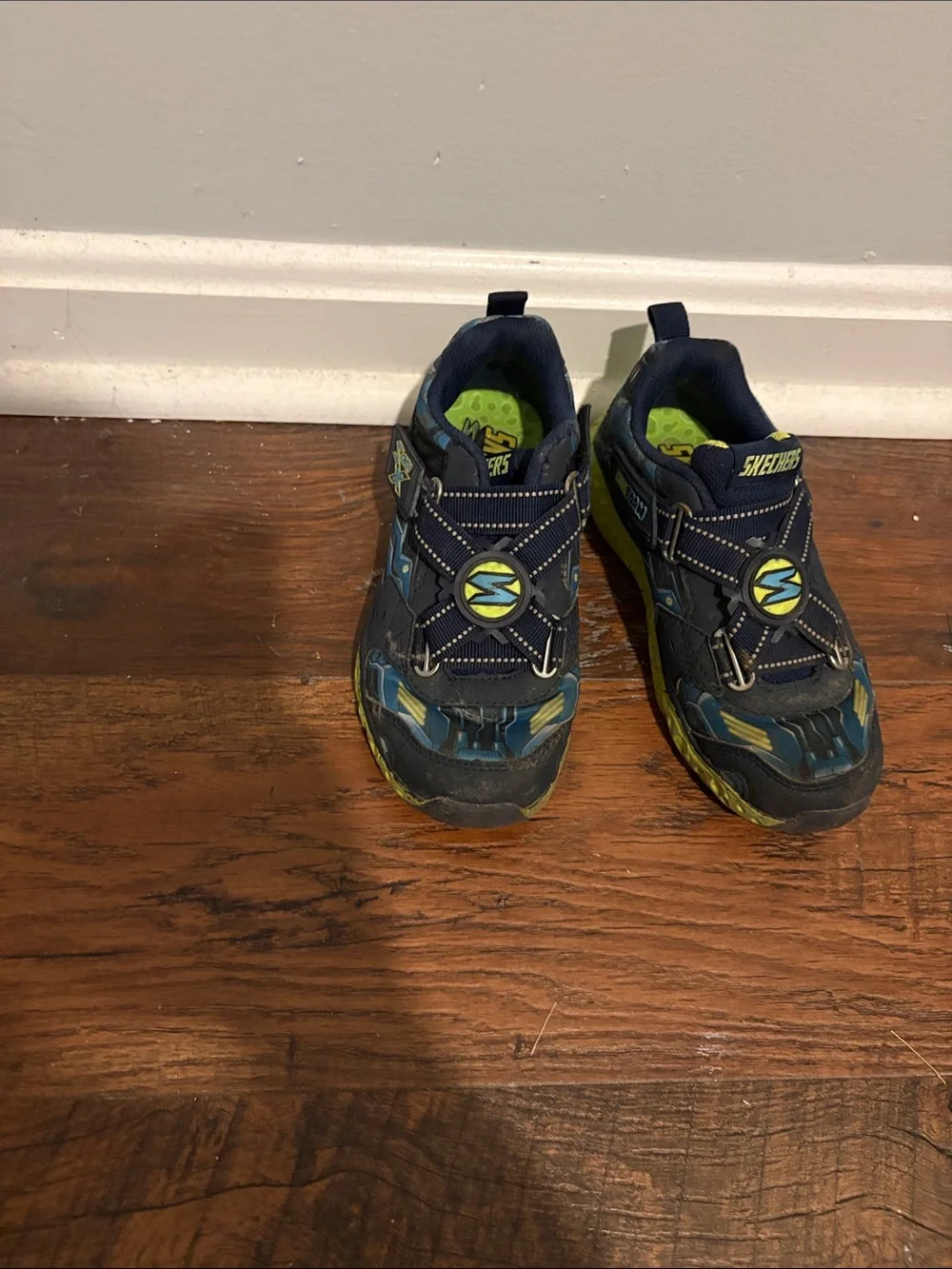 Skechers Boys Navy and Neon Yellow Light-Up Sneakers